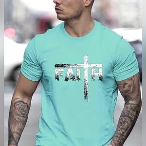Faith Men's Vintage T-shirt for Casual Wear Slightly Stretch Crew Neck SS.